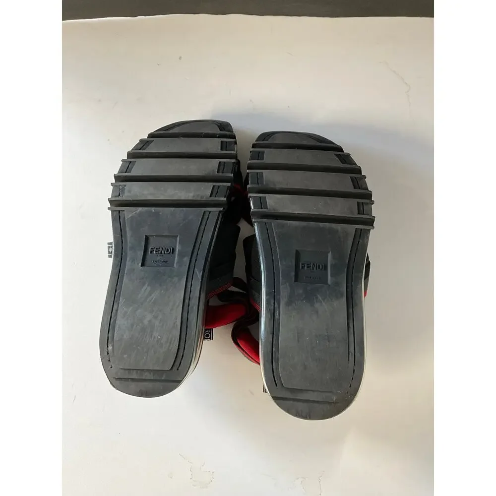 Fendi Roma Air Sole Trekking Sandals Black Red Gray Size 42 Italy